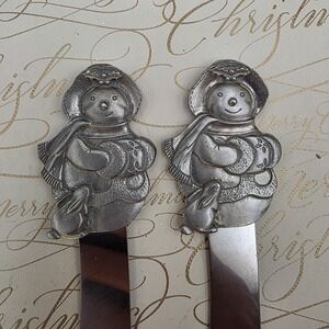 Santa Sheffield England‎ Cheese Butter Appetizer Spreader Knife Set Christmas 5"